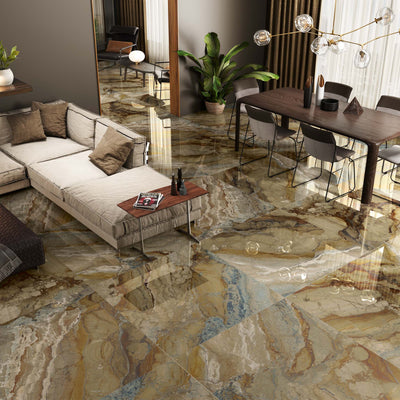 Amina Brown Polished Floor Tile