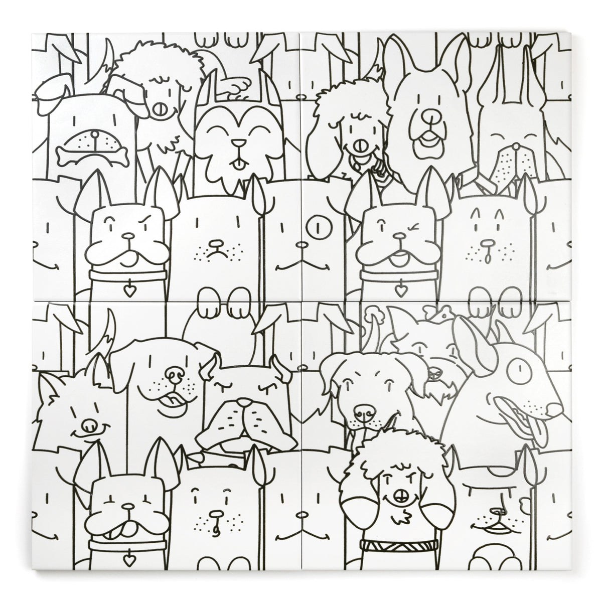 Doodle Dog Patterned Tile