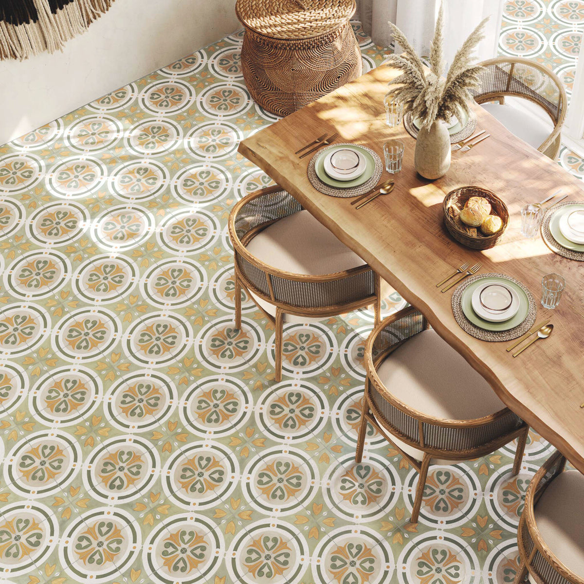 Esme Green Patterned Tile