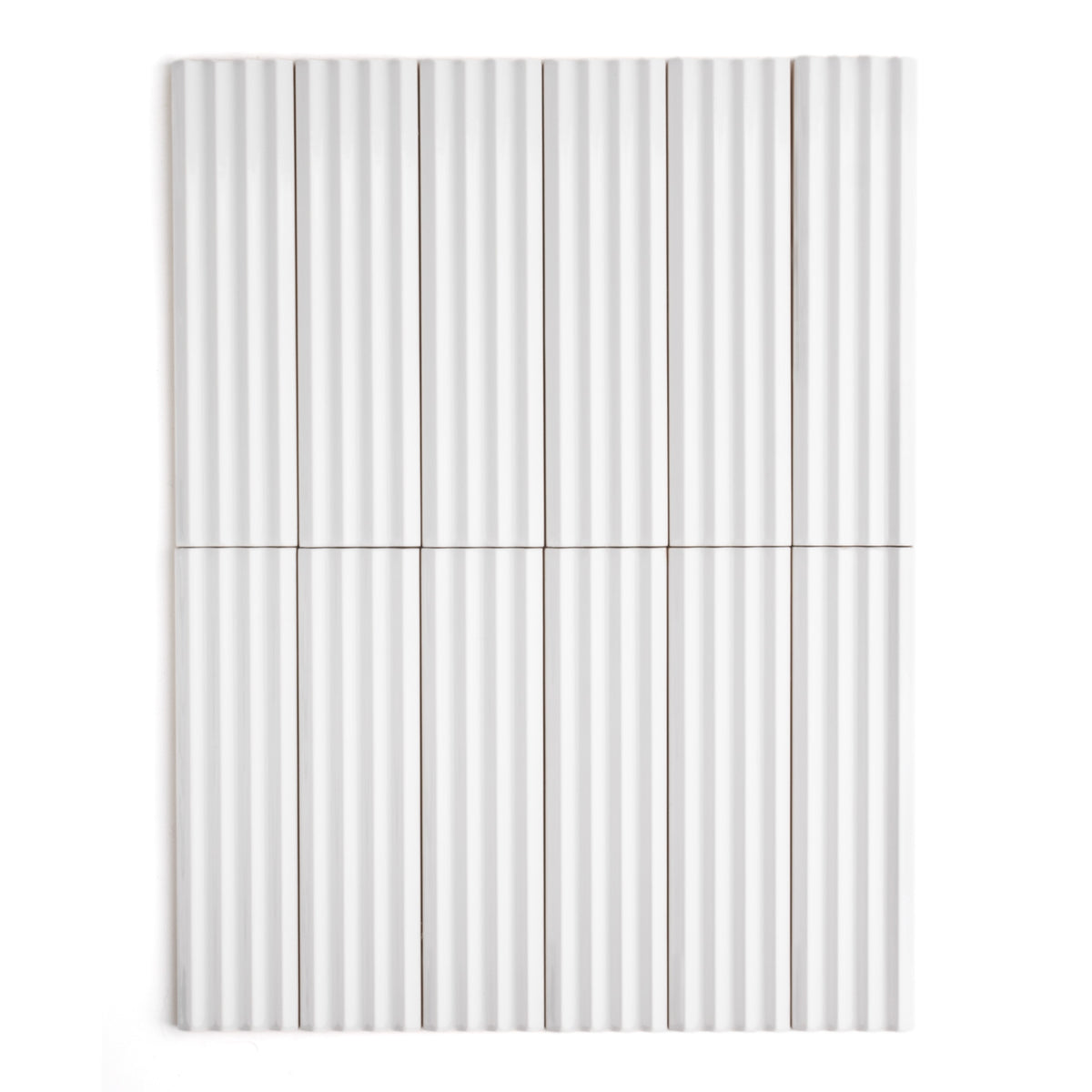 Fluted Snow Gloss Decor Wall Tile