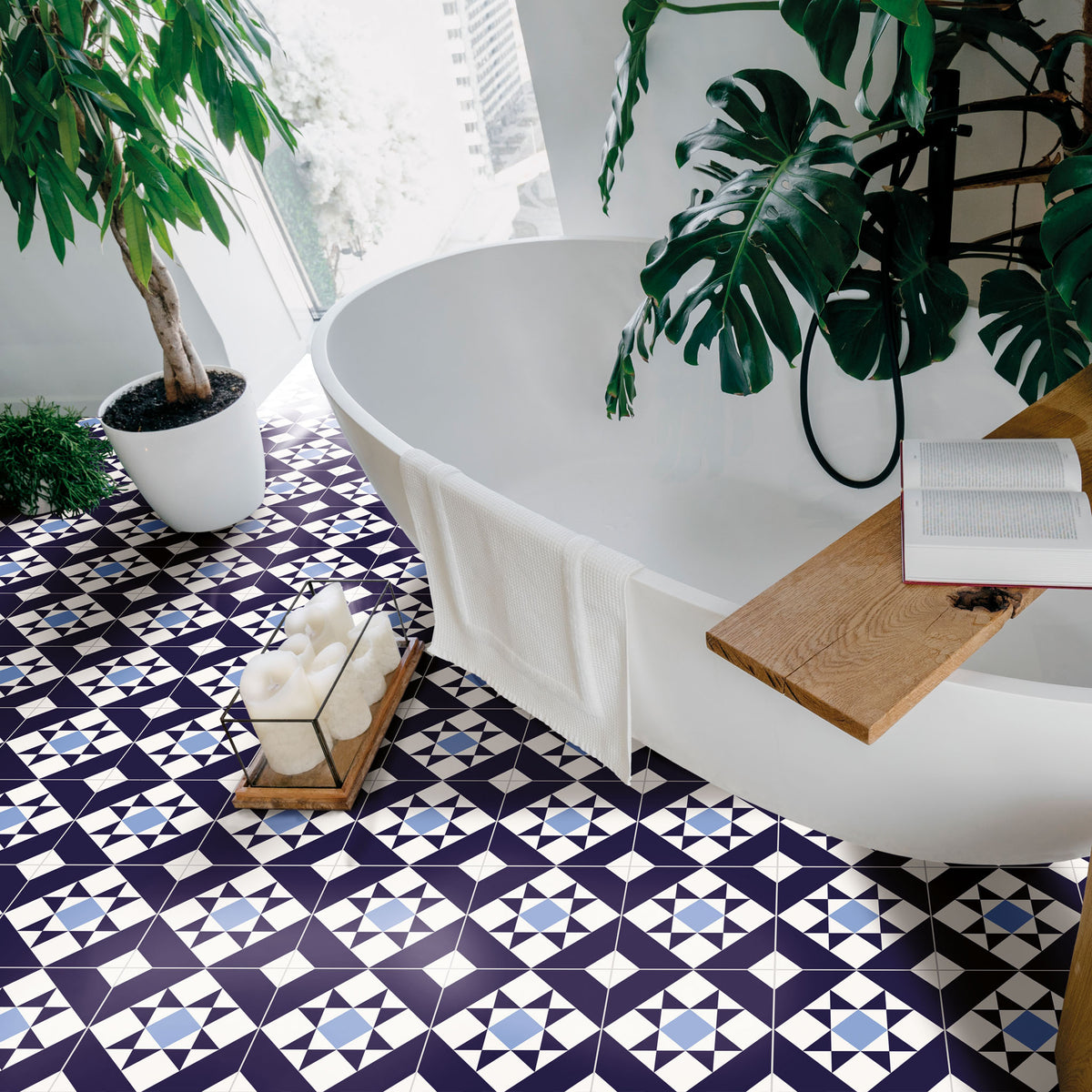 Melville Blue Patterned Tile