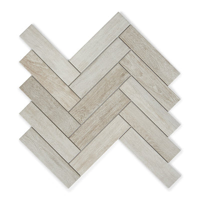 Herringbone White Wood Effect Tile