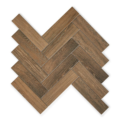 Herringbone Brown Wood Effect Tile