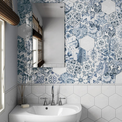 Porto Blue Hexagon Tile