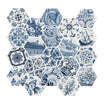 Porto Blue - Moroccan Hexagon Wall Tiles for Kitchen Splashbacks & Bathrooms - 17.6 x 20.1 cm - Ceramic