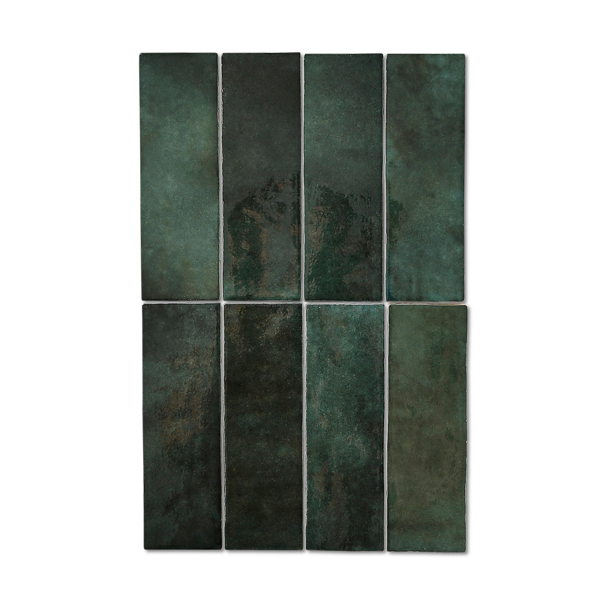 Marais Green - Zellige Subway Tiles for Bathroom Walls & Kitchen Splashbacks - 6.5 x 20 cm, Gloss Ceramic