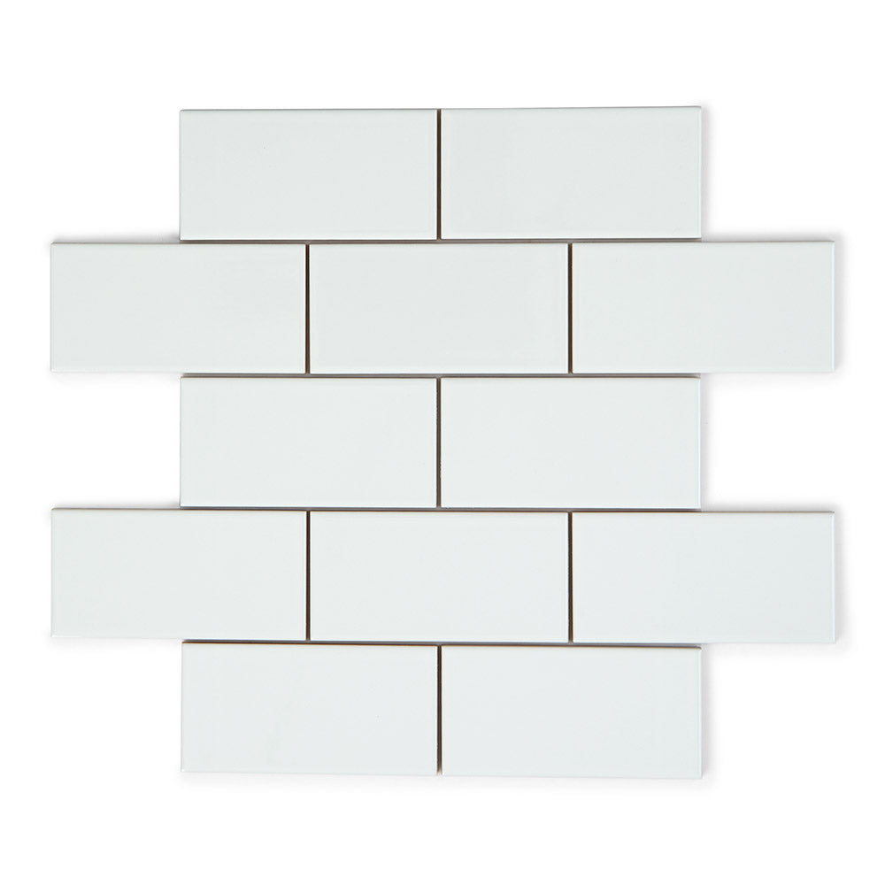 Elements White - Modern Bathroom Splashback & Kitchen Wall Tiles 7.5 x 15 cm - Gloss Ceramic