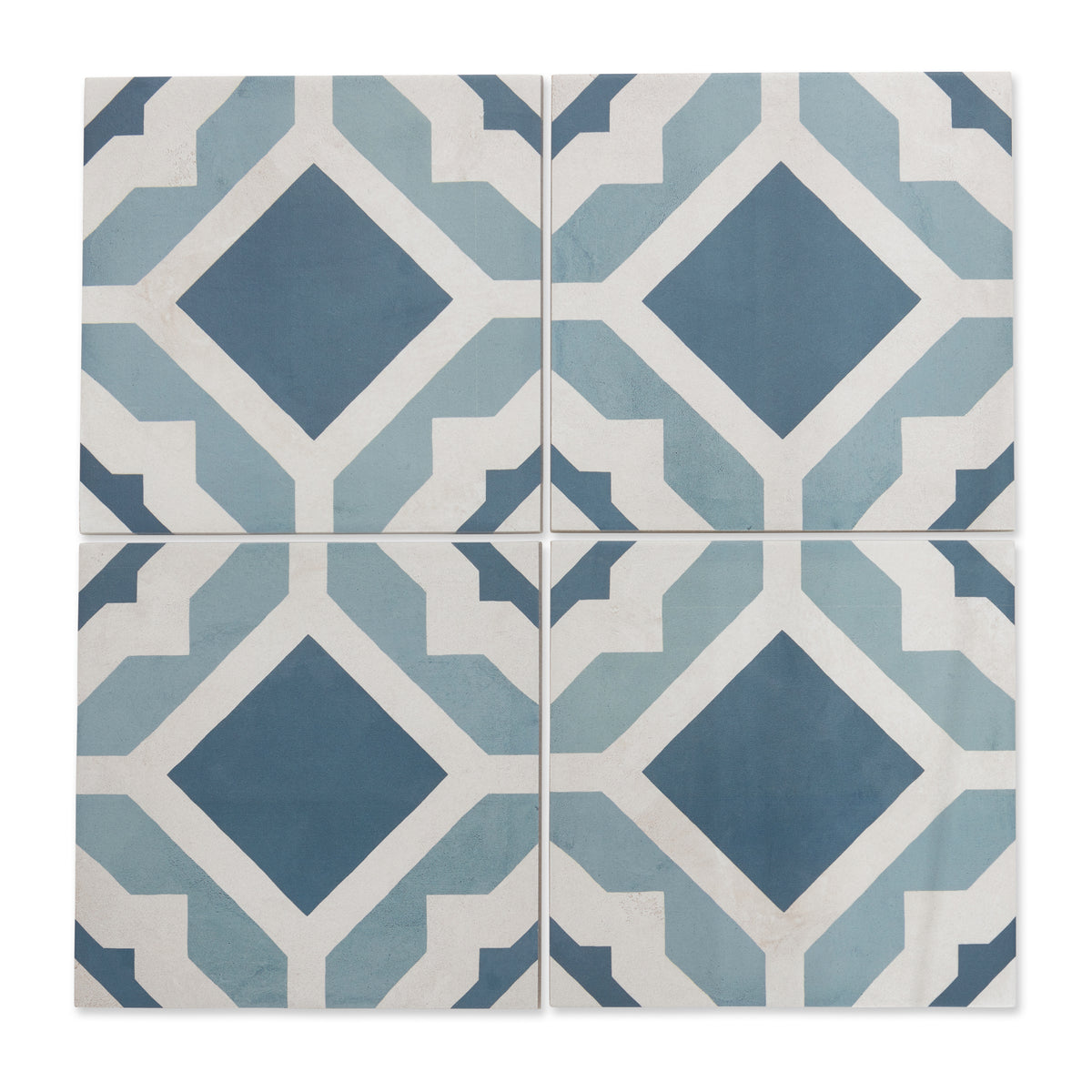 Archive Geo - Blue Encaustic Patterned Floor Tiles for Kitchens & Bathrooms - 20 x 20 cm - Porcelain