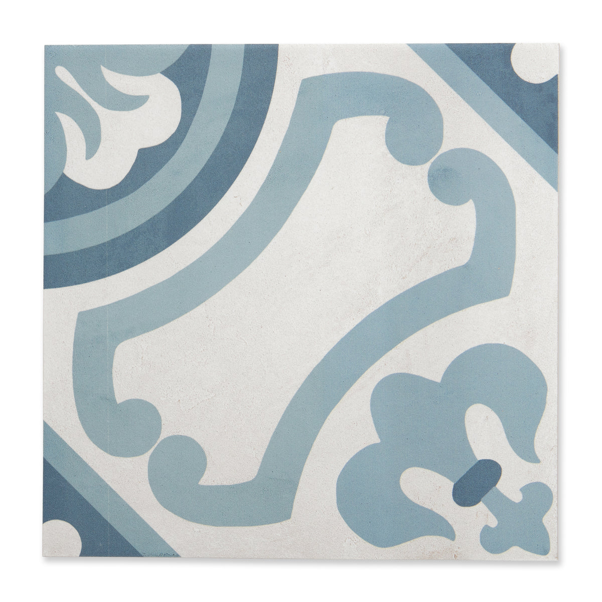 Archive Fiore - Blue Encaustic Patterned Floor Tiles for Kitchens & Bathrooms - 20 x 20 cm - Porcelain