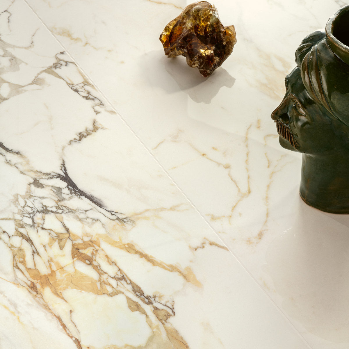 Divine Gold - XL Luxury, Calacatta Marble Effect Floor & Wall Tiles - 60 x 120 cm for Bathrooms & Kitchens, Porcelain