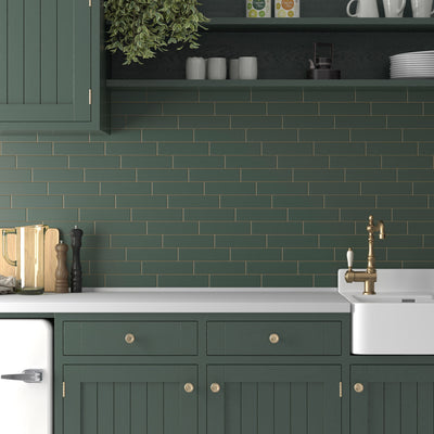 Fluted Emerald Plain Wall Tile