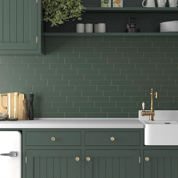 Fluted Emerald Plain Wall Tile - Porcelain Superstore