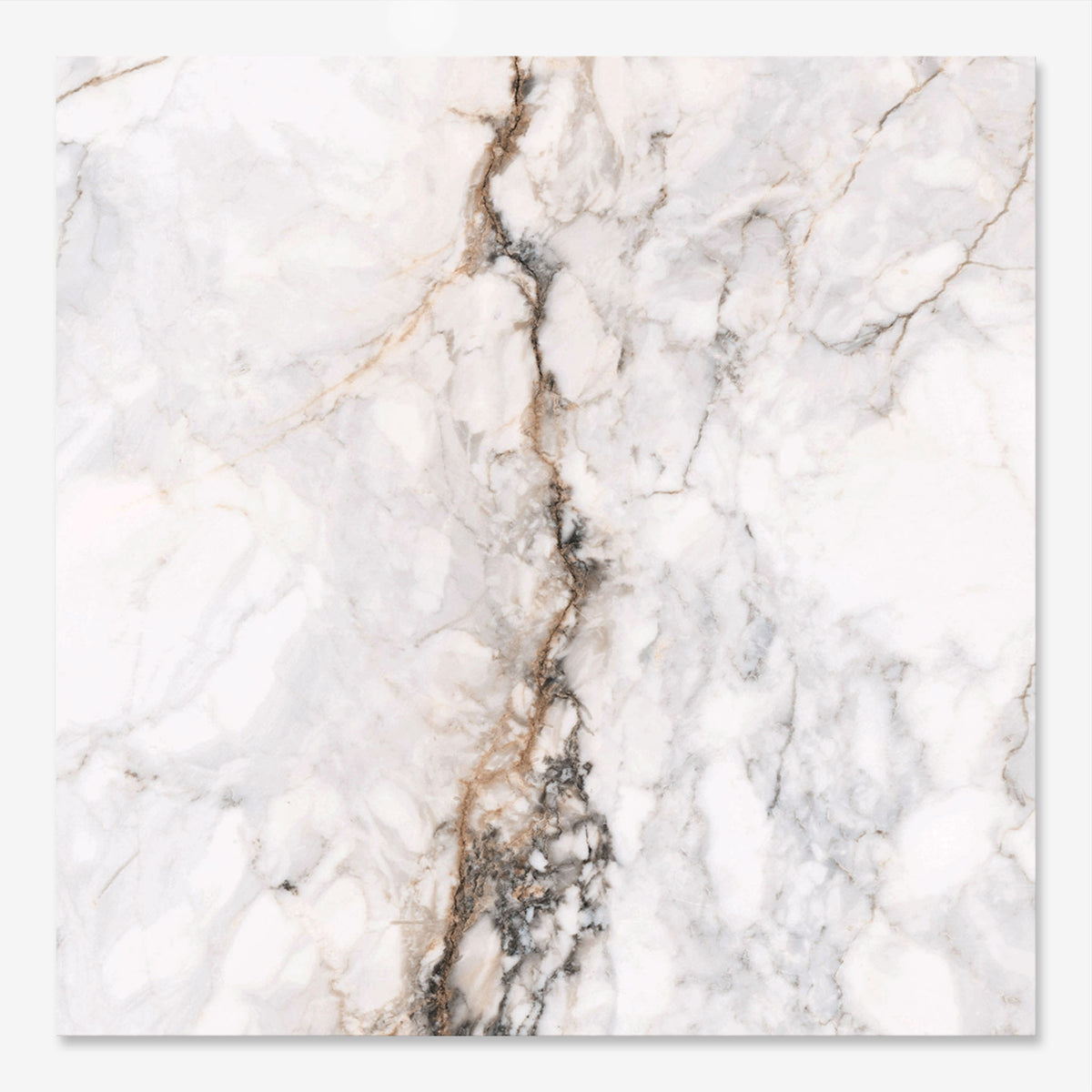 Illusion Gold - XL Polished White Carrara Marble Effect Floor Tiles - 75 x 75 cm For Bathrooms & Kitchens, Porcelain