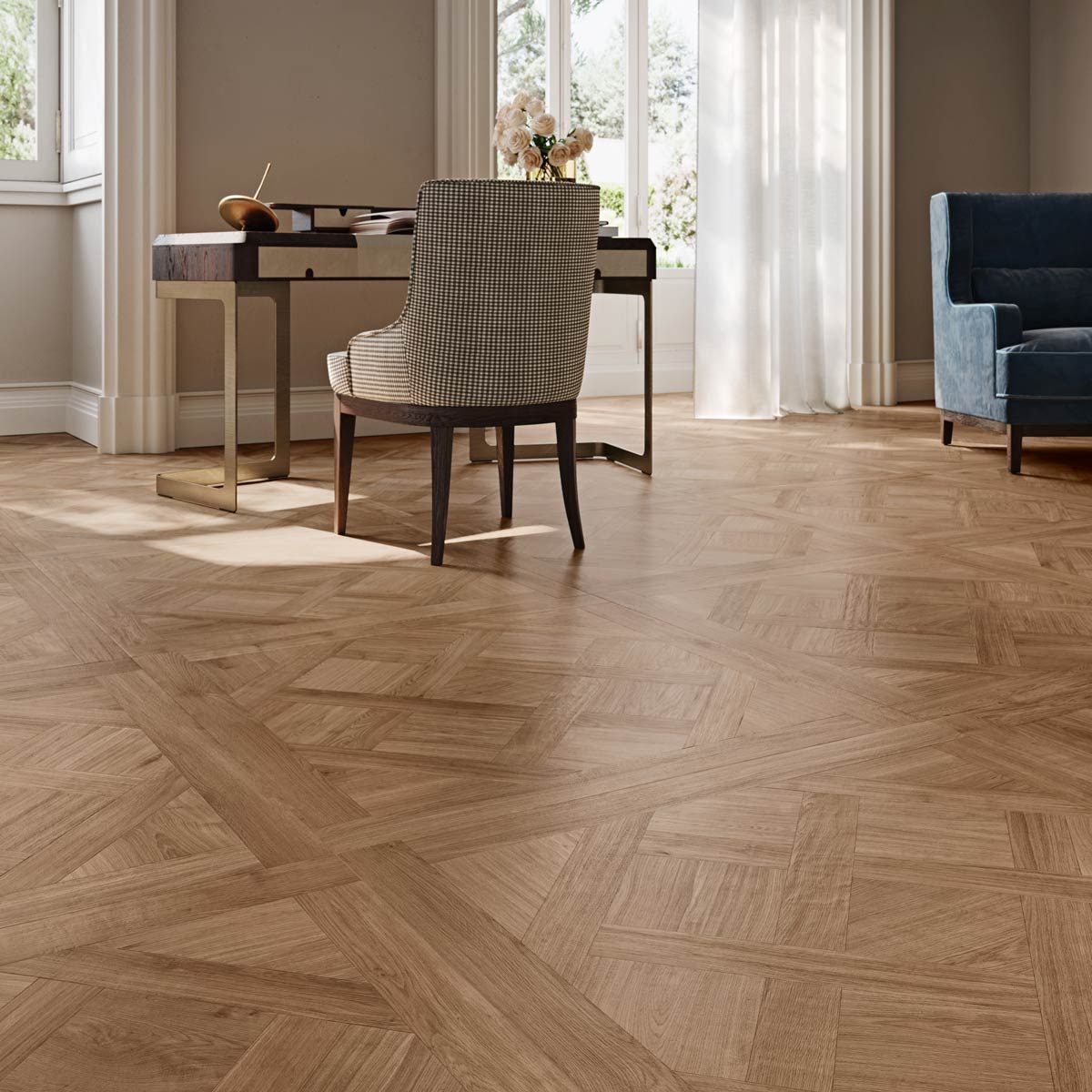 Mansion Parquet - Premium Oak Wood Effect Floor Tiles - 90 x 90 cm for Bathrooms, Kitchens, Hallways, Living Rooms, Porcelain