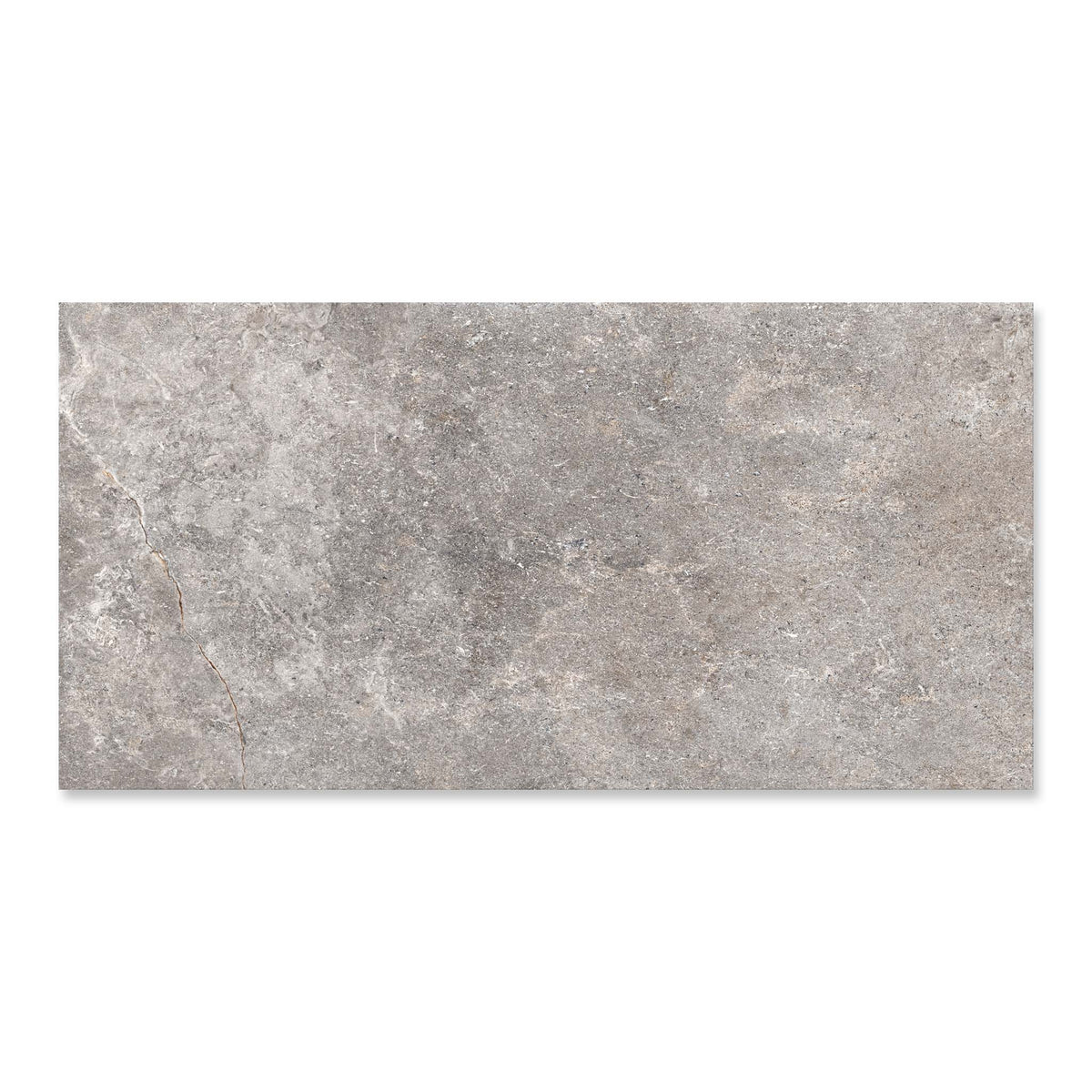 Materia Ash 60 x 120 cm - XL Grey Stone Effect Floor Tiles for Kitchens & Living Rooms - Matt Porcelain