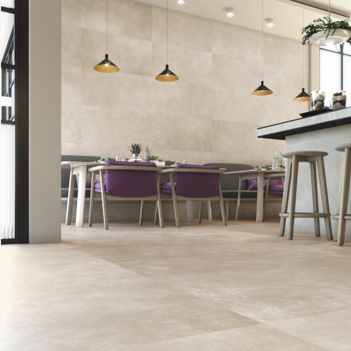 Motion Sand 30 x 60 cm - Beige Concrete Style Floor & Wall Tiles for Bathrooms & Kitchens - Porcelain