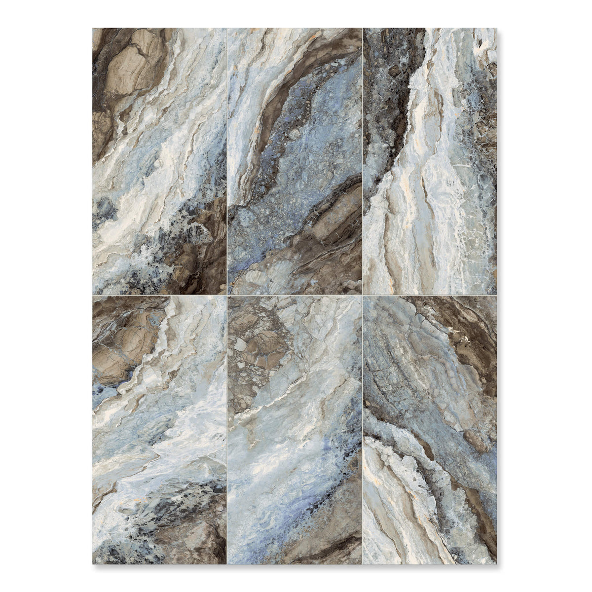 Mystique Ocean - XL Polished Marble Effect Wall & Floor Tiles - 60 x 120 cm, Porcelain