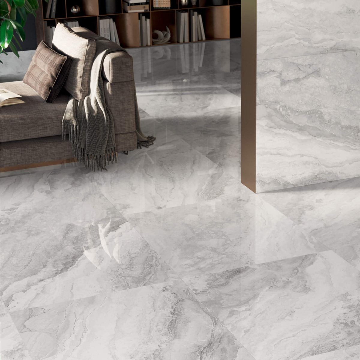 Mystique Pearl - XL Polished Marble Effect Wall & Floor Tiles - 60 x 120 cm, Porcelain