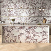 Signature Rouge - XL Polished White Marble Tiles with Red Veins for Wall & Floors - 60 x 120 cm for Bathrooms & Kitchens, Porcelain