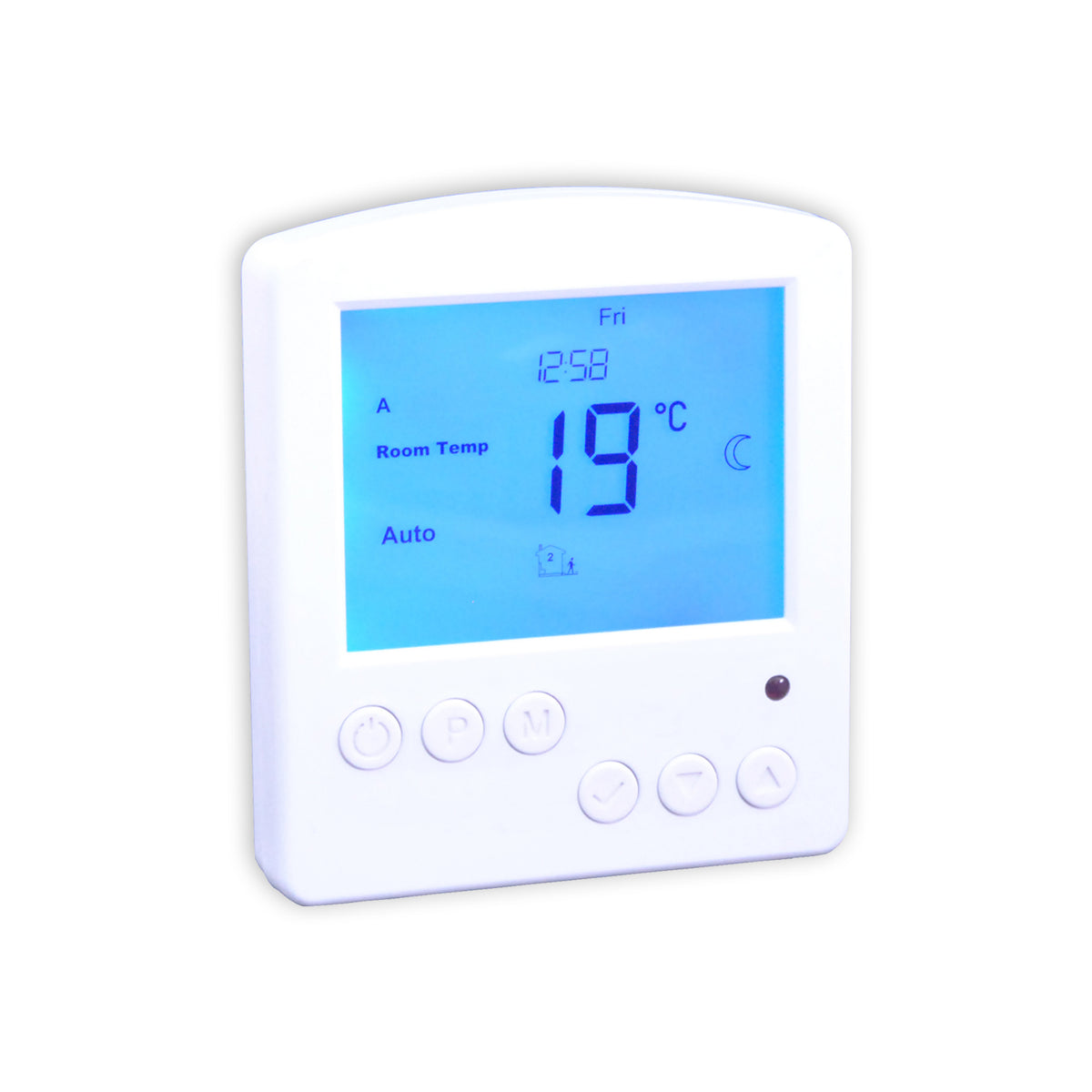 snug button press thermostat white