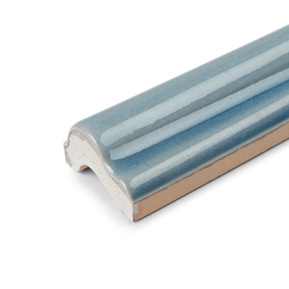 Padstow Sky Moulding - Crackle Glaze Blue Border Tiles for Kitchen Splashbacks & Bathrooms 