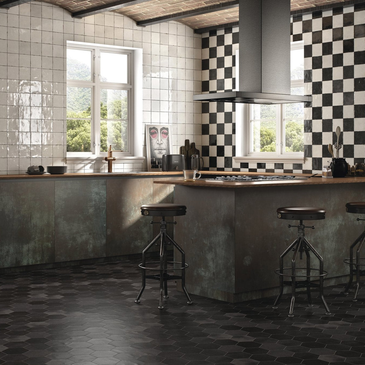 Zellige Black - Moroccan Wall Tiles for Kitchen Splashbacks & Bathrooms - 13 x 13 cm - Matt Ceramic