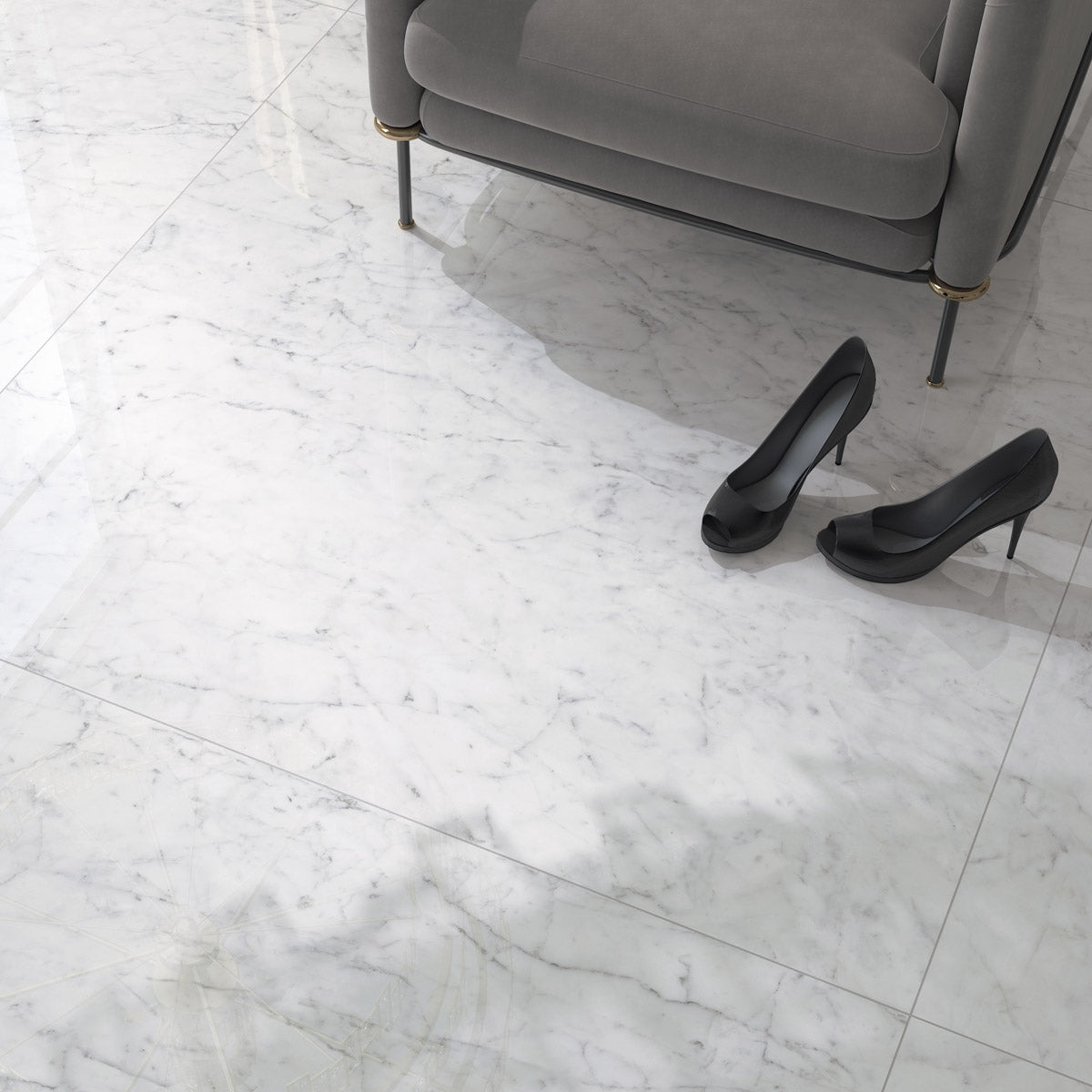 Majestic Carrara - Luxury White Marble Wall & Floor Tiles - 30 x 60 cm for Bathrooms & Kitchens, Porcelain