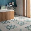 Archive Carta - Blue Geometric Patterned Floor Tiles for Kitchens & Bathrooms - 20 x 20 cm - Porcelain Encaustic Style