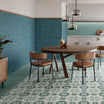 Archive Fiore - Blue Encaustic Patterned Floor Tiles for Kitchens & Bathrooms - 20 x 20 cm - Porcelain