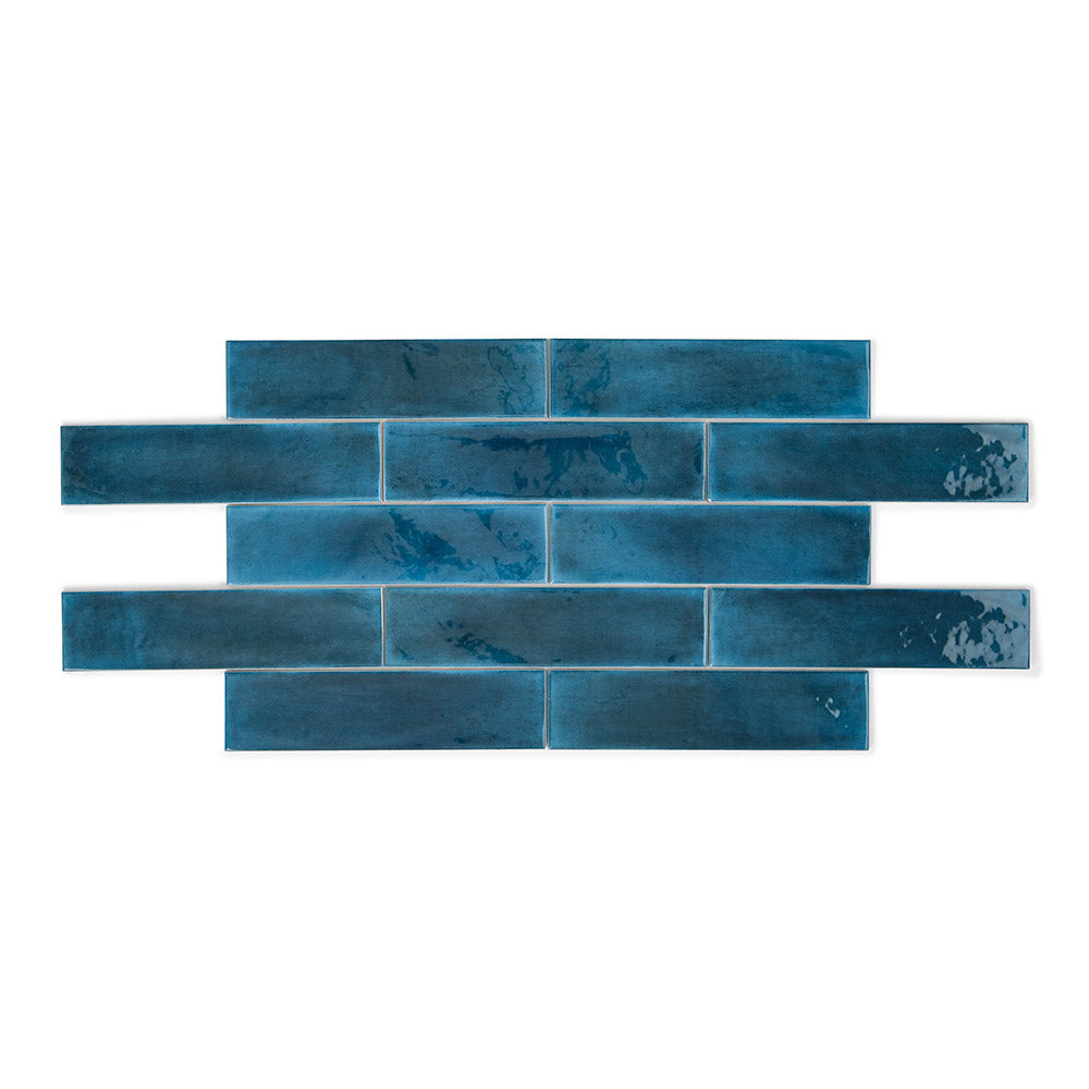 Opal Marine - Modern Gloss Blue Walll Tiles for Kitchen Splashbacks & Bathrooms - 7.5 x 30 cm - Ceramic