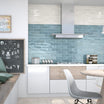 Opal Sky - Modern Gloss Blue Walll Tiles for Kitchen Splashbacks & Bathrooms - 7.5 x 30 cm - Ceramic