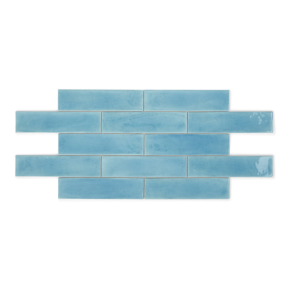 Opal Sky - Modern Gloss Blue Walll Tiles for Kitchen Splashbacks & Bathrooms - 7.5 x 30 cm - Ceramic