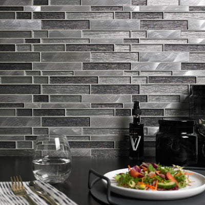 Offset Grey Mix Mosaic Tile