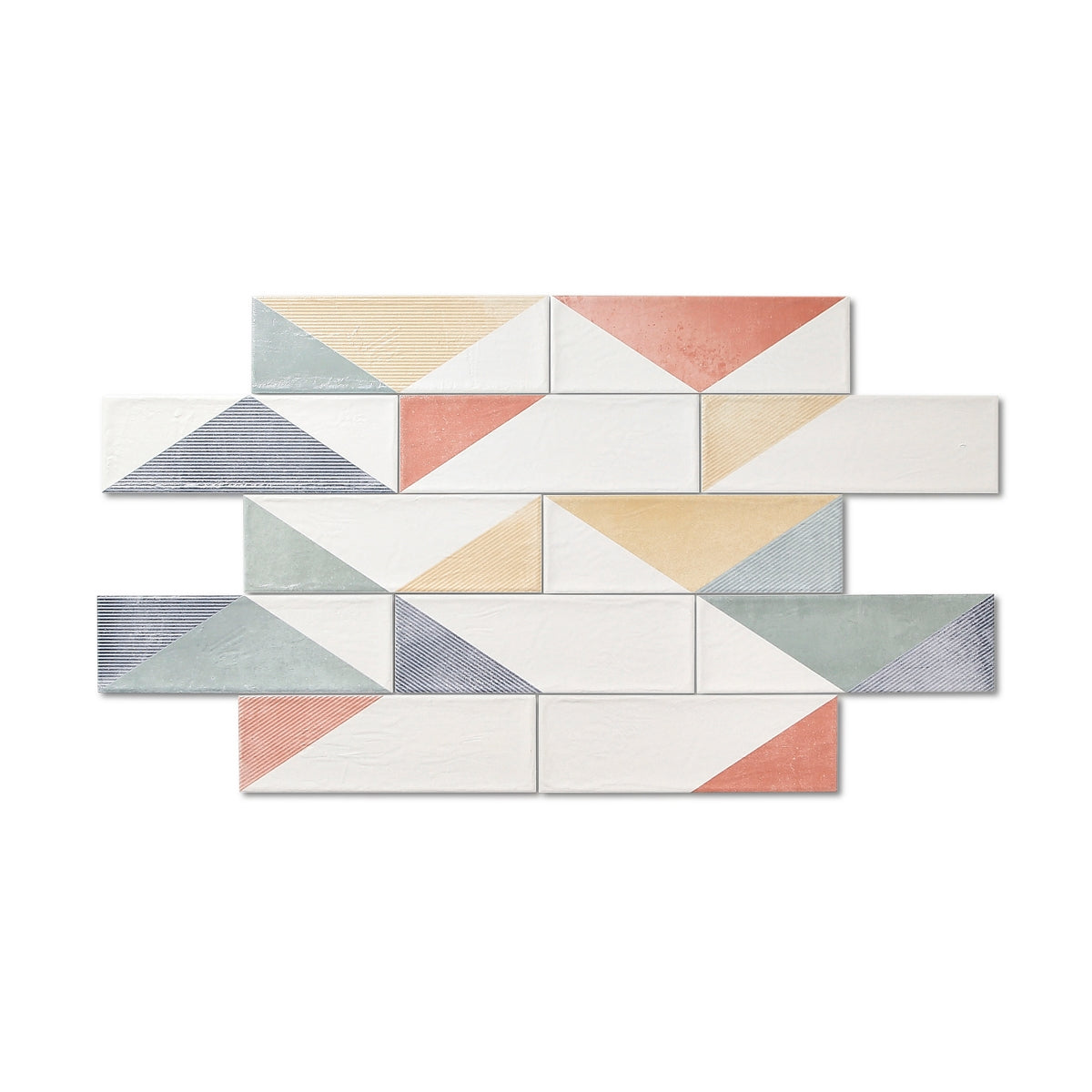 Harlequin - White Geometric Wall Tiles for Kitchen Splashbacks & Bathroom Feature Walls - 11 x 33 cm