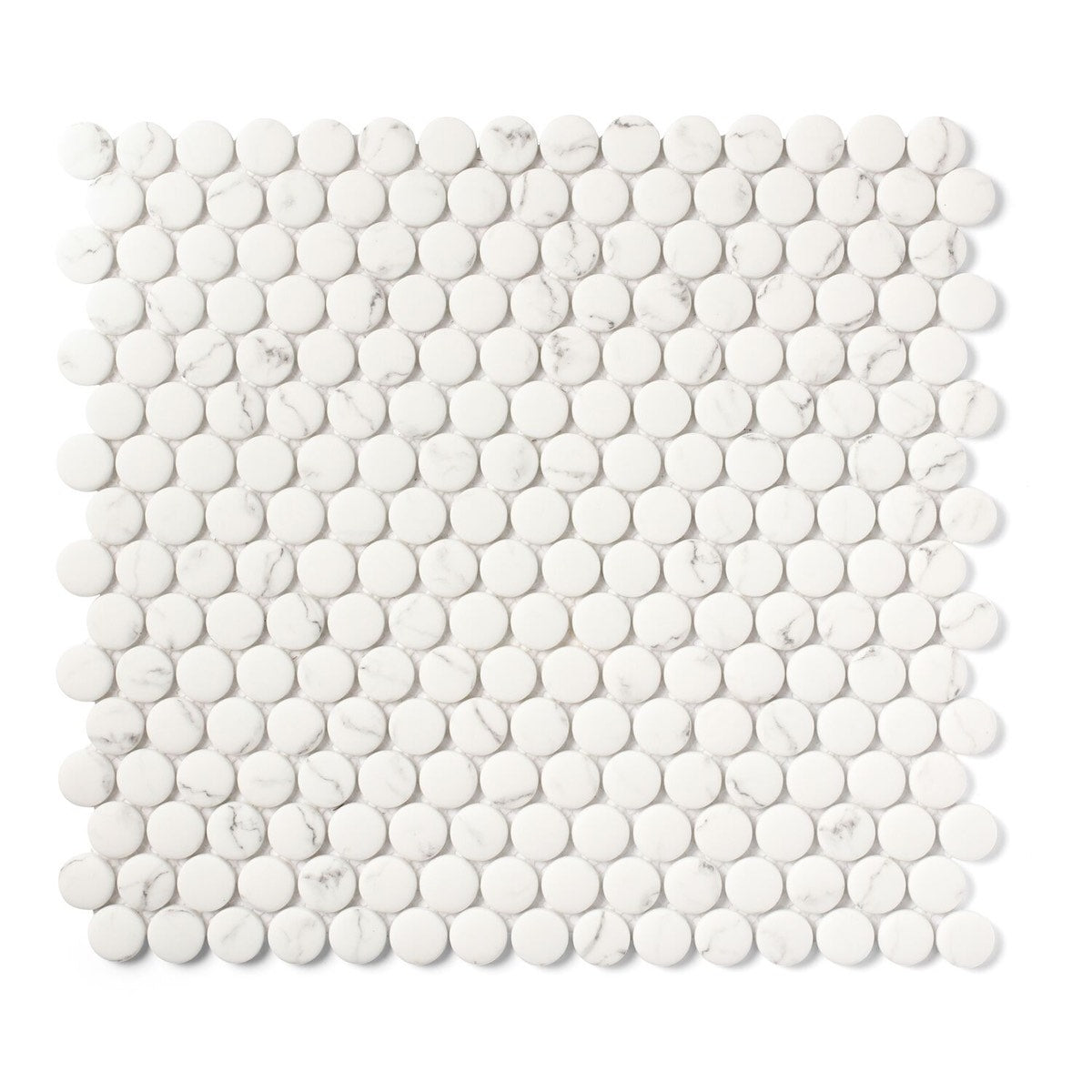 Hamptons Penny - Luxury White Marble Effect Mosaic Tiles - 30 x 30 cm for Bathrooms, Kitchens, Walls & Floors, Glass