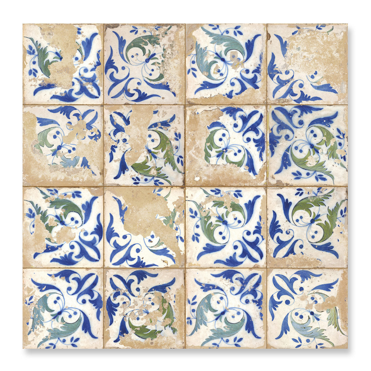 Lisbon Flora - Vintage Flower Patterned Tiles for Kitchen & Bathroom Floors - 45 x 45 cm, Gloss