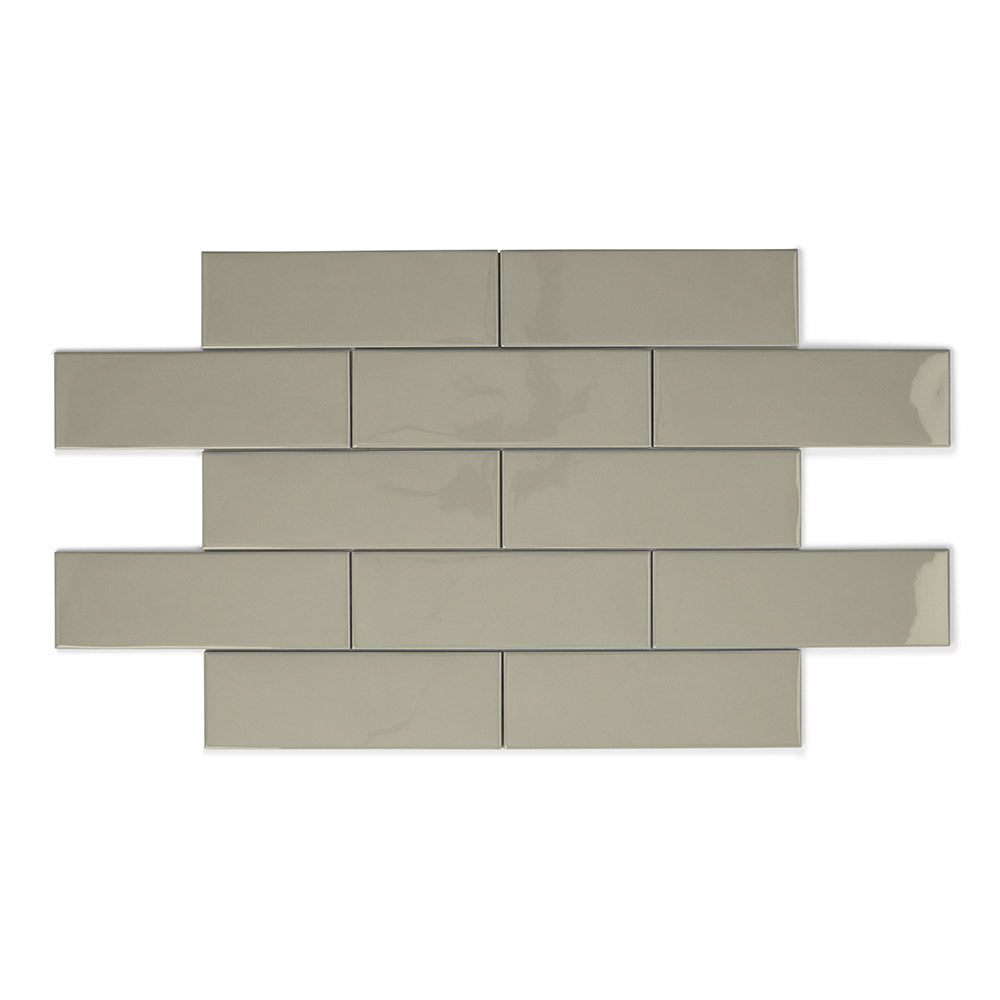 Bon Ton Pearl - Grey Modern Kitchen & Bathroom Wall Tiles - 10 x 30 cm - Gloss Ceramic