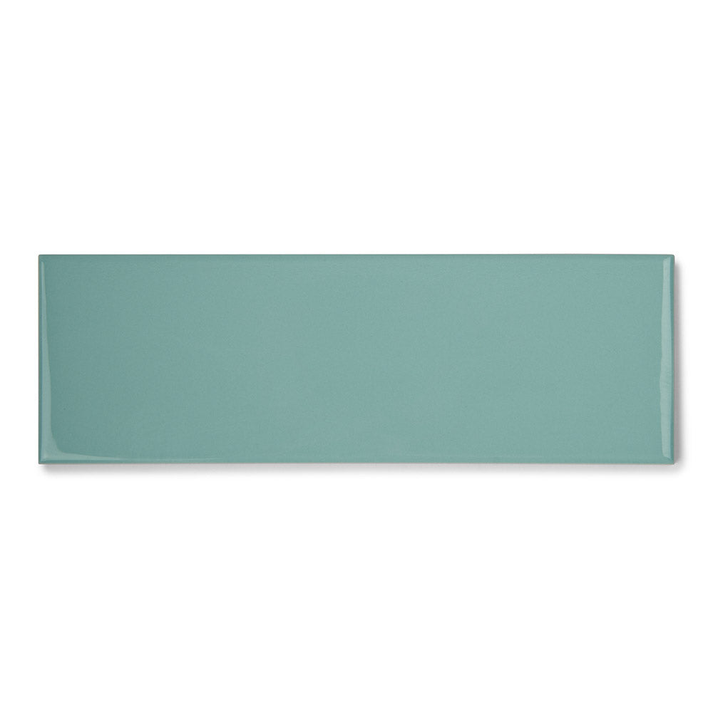 Bon Ton Teal - Green Modern Kitchen & Bathroom Wall Tiles - 10 x 30 cm - Gloss Ceramic