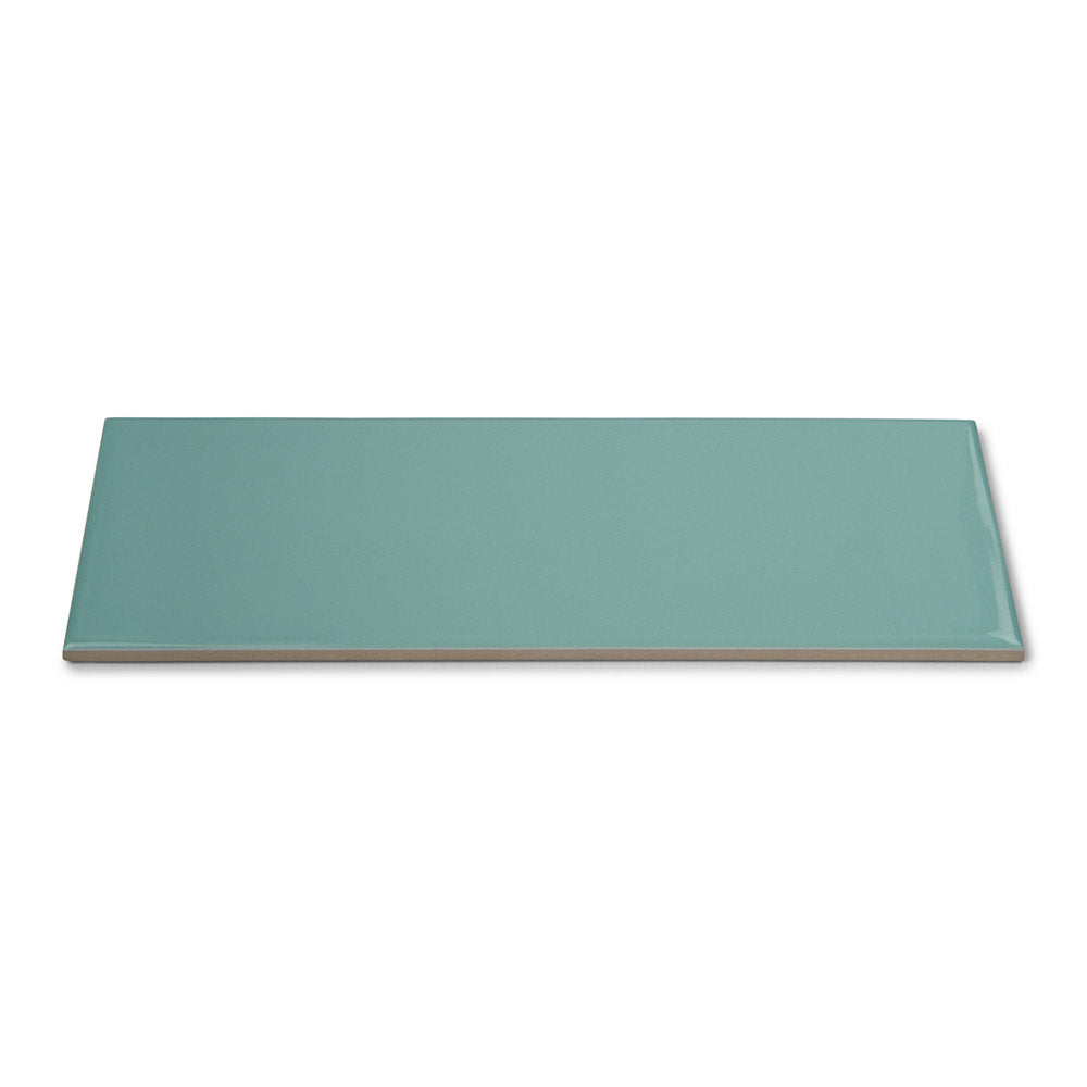 Bon Ton Teal - Green Modern Kitchen & Bathroom Wall Tiles - 10 x 30 cm - Gloss Ceramic