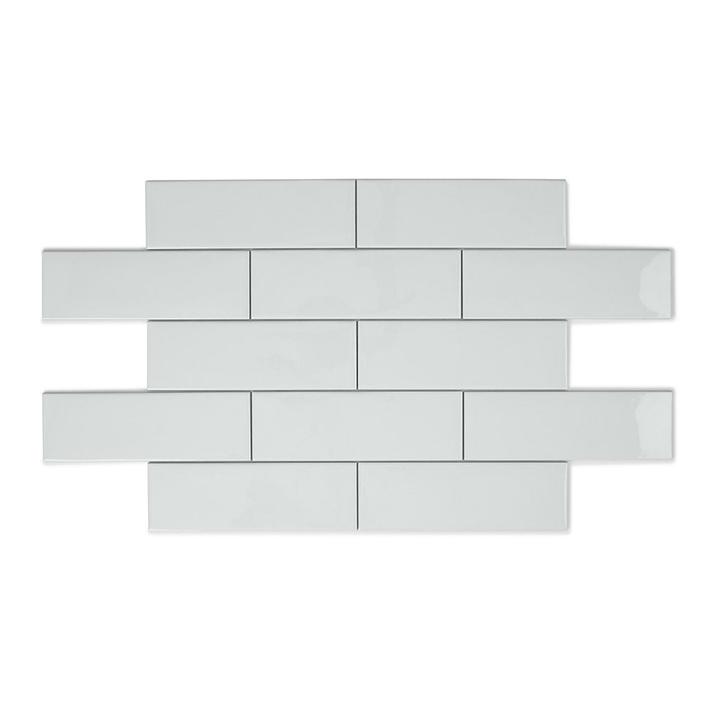 Bon Ton Sugar - White Modern Kitchen & Bathroom Wall Tiles - 10 x 30 cm - Gloss Ceramic