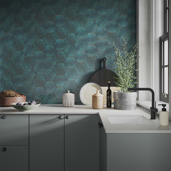 Ocean Blue Hexagon Tile - Porcelain Superstore