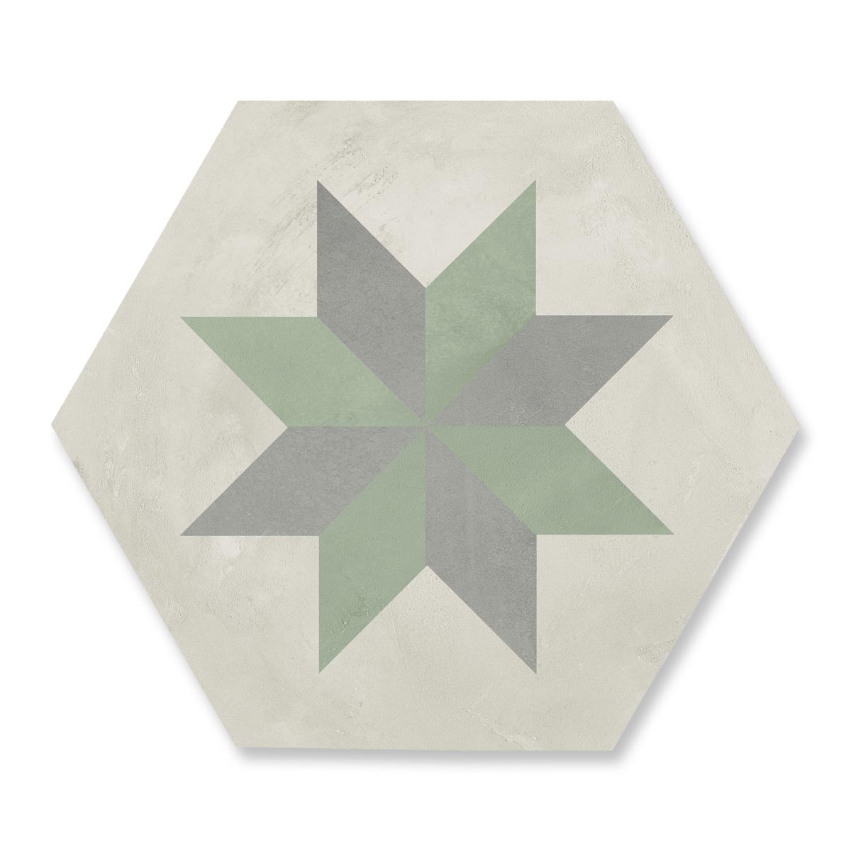 Orson Star - Modern Green Heaxgon Floor Tiles for Kitchens and Bathroom Feature Walls - 21.6 x 25 cm - Porcelain