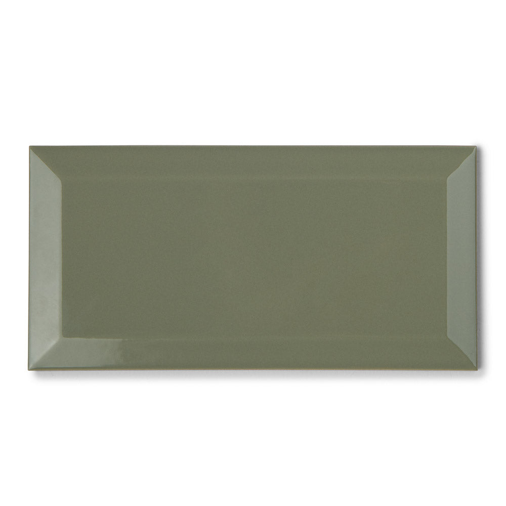 Metro Sage Gloss - Bevelled Green 10 x 20 cm Wall TIles for Bathrooms, Kitchens & Splashbacks, Ceramic