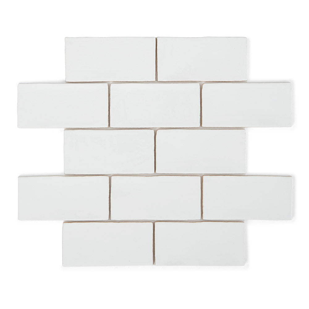 Country White - Handmade Ceramic Wall Tiles for Kitchens & Bathrooms - 7.5 x 15 cm - Gloss Ceramic