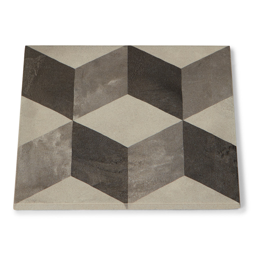 Cotto Cube - Geometric Encaustic Tiles for Kitchens, Bathrooms & Hallways - 20 x 20 cm - Matt Porcelain