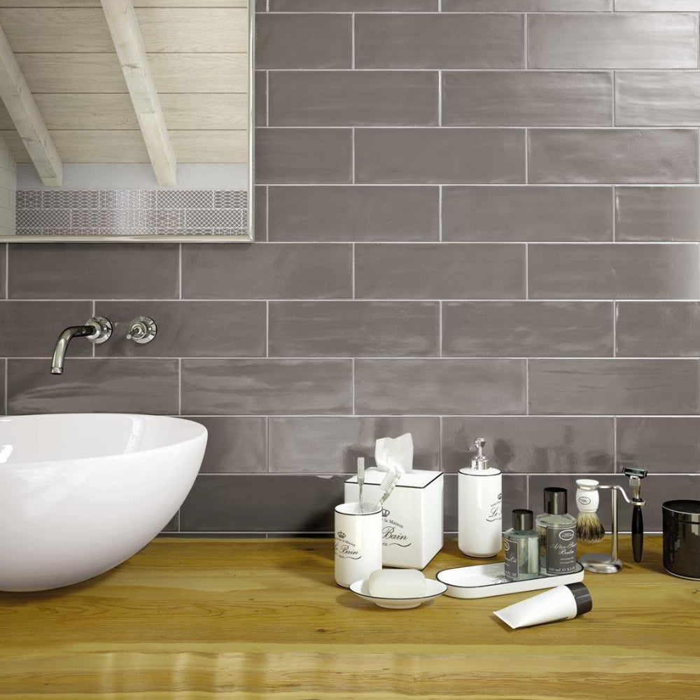 Dorset Mid Grey - Modern Wall Tiles for Designer Kitchens & Bathrooms - 10 x 30 cm - Matt Ceramic