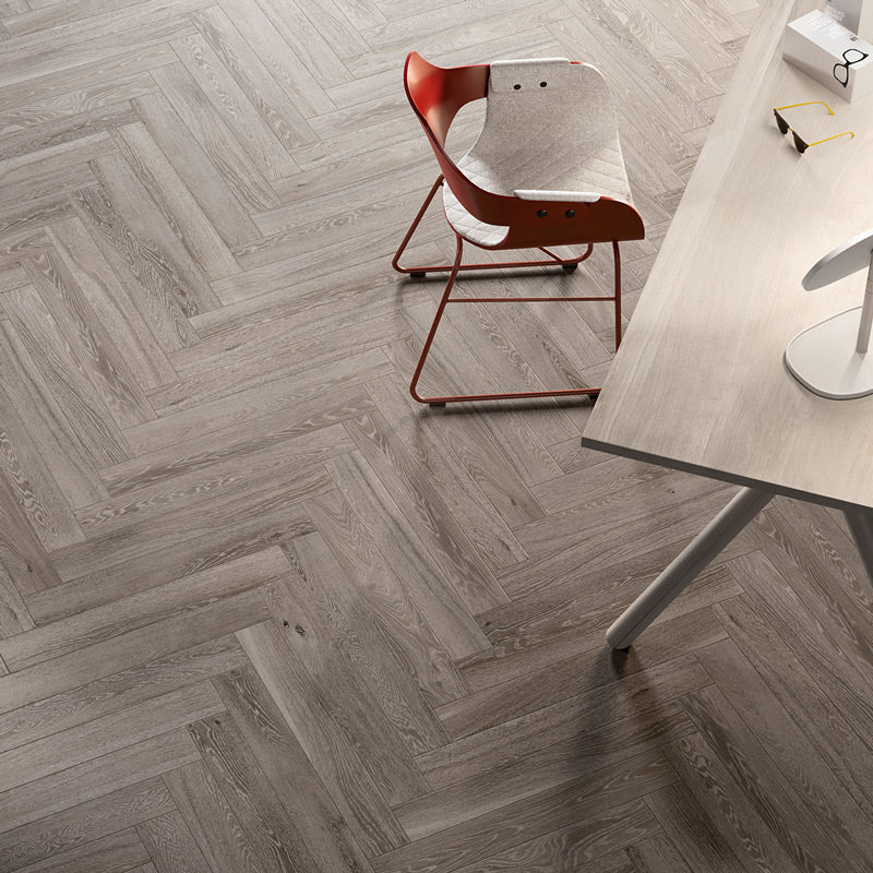 Woodwork Grey - Modern Herringbone Wood Effect Floor Tiles - 10 x 70 cm for Bathrooms, Kitchens & Hallways, Porcelain