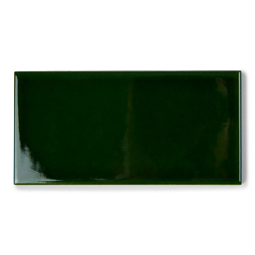 Albert's Racing Green - Gloss, Crackle Glaze Victorian Wall Tiles - 7.5 x 15 cm for Bathrooms, Kitchens & Fireplaces, Ceramic