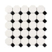 Victorian Octagon - Black & White Mosaic Tiles for Garden Paths, Kitchens, Bathrooms & Hallways - 30 x 30 cm Sheet